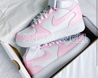 white and pink air force 1 high tops