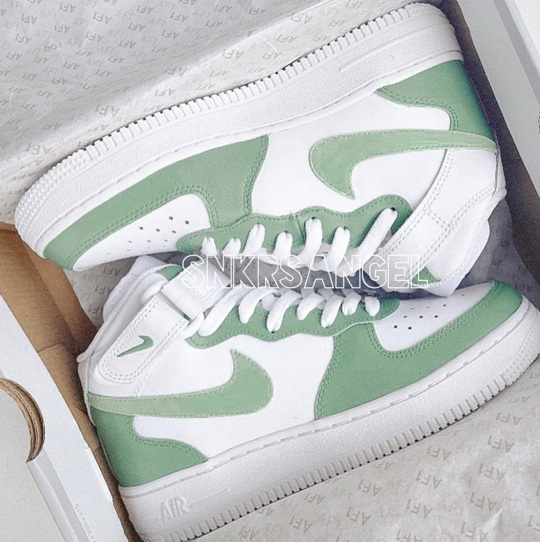 Olive Green Custom Air Force 1 Sneakers. Low, Mid & High Top