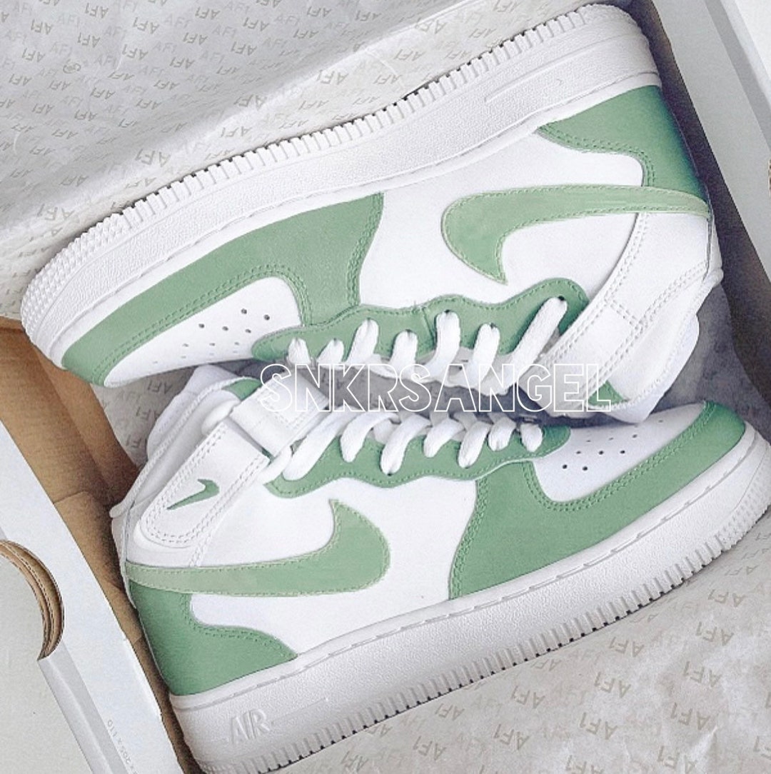 Partina City boter Guggenheim Museum Aangepaste nike air force 1 mid salie avocado groene thee - Etsy België