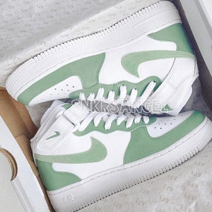 Custom nike air force 1 mid sage avocado green tea