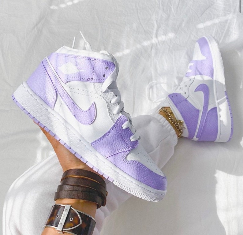 lilac and blue jordans
