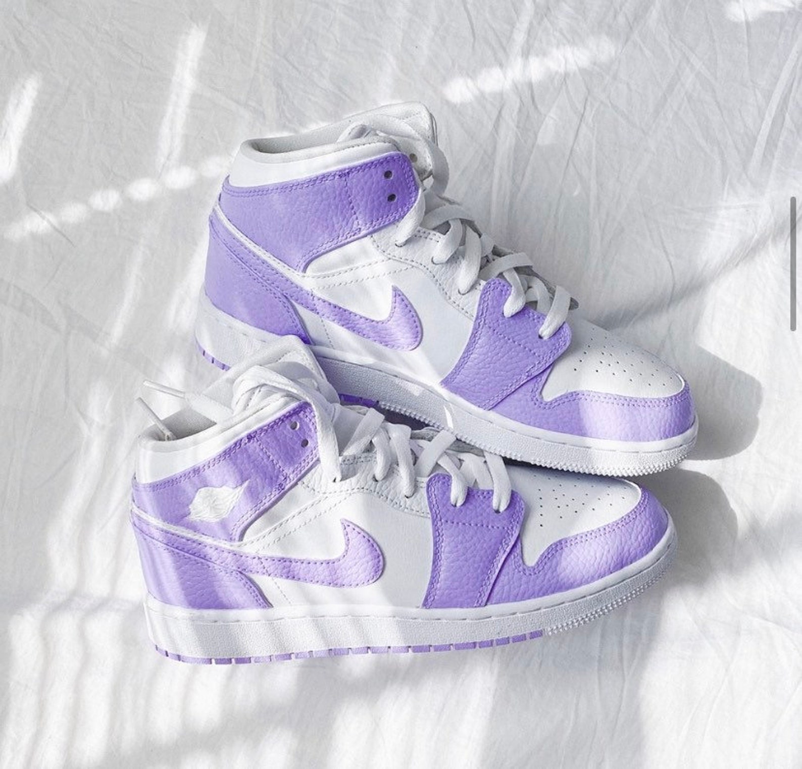 Custom purple/Lilac air jordan 1 mid sneakers | Etsy