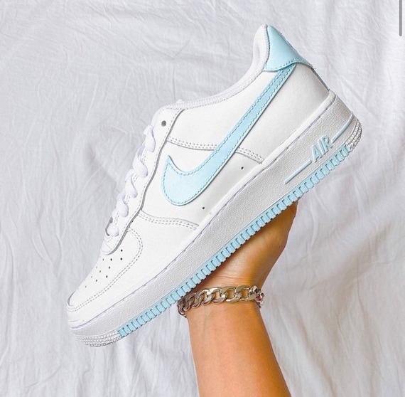 white and pl blue air force 1