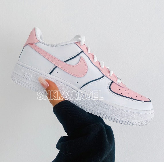 Custom nike air force 1 bajo negro adornos pétalo rosa - Etsy España