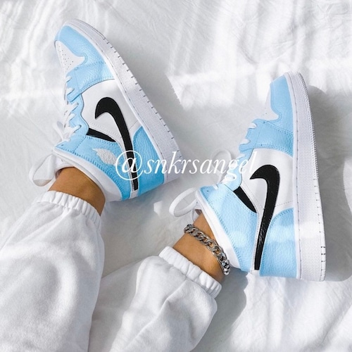 custom light blue jordans