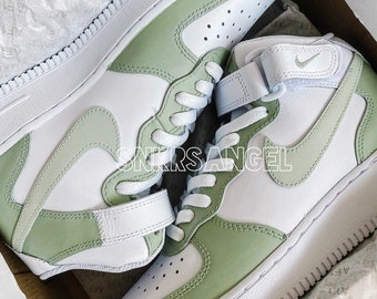 Custom nike air force 1 mid avocado salie groen