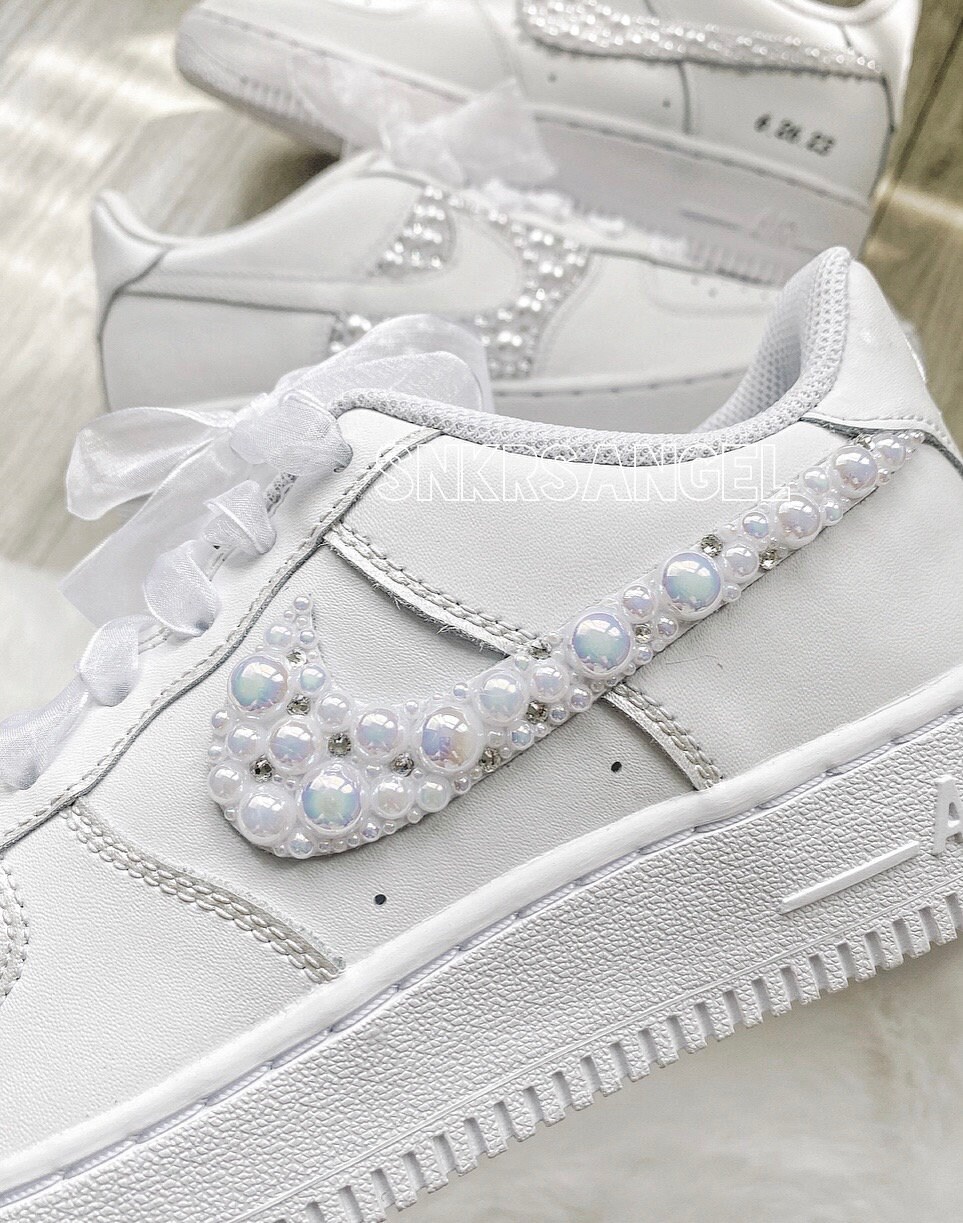 スニーカー Air Force 1 Low x Swarovski \"Marry and Me\" Bridal Sneakers Wedding Couple Bride and Groom Sneakers Air Force 1 Bling