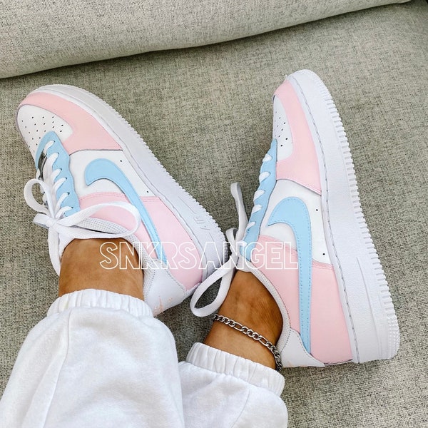 Custom nike Air Force 1 Low Sneakers baby pink baby blue