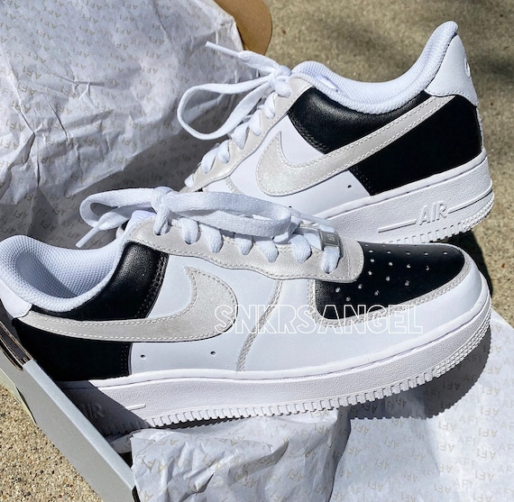 Scarpe Nike Air Force 1 basse nere personalizzate argento Etsy Italia