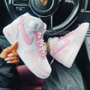 Custom nike air force 1 mid pink barbie pink