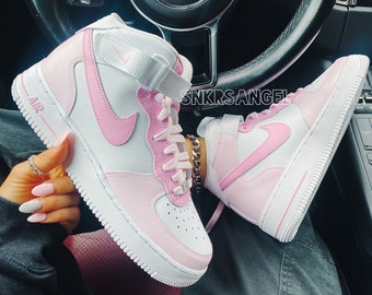 Custom nike air force 1 mid pink barbie pink