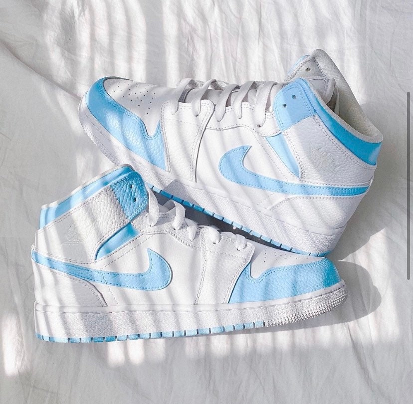 custom light blue jordans