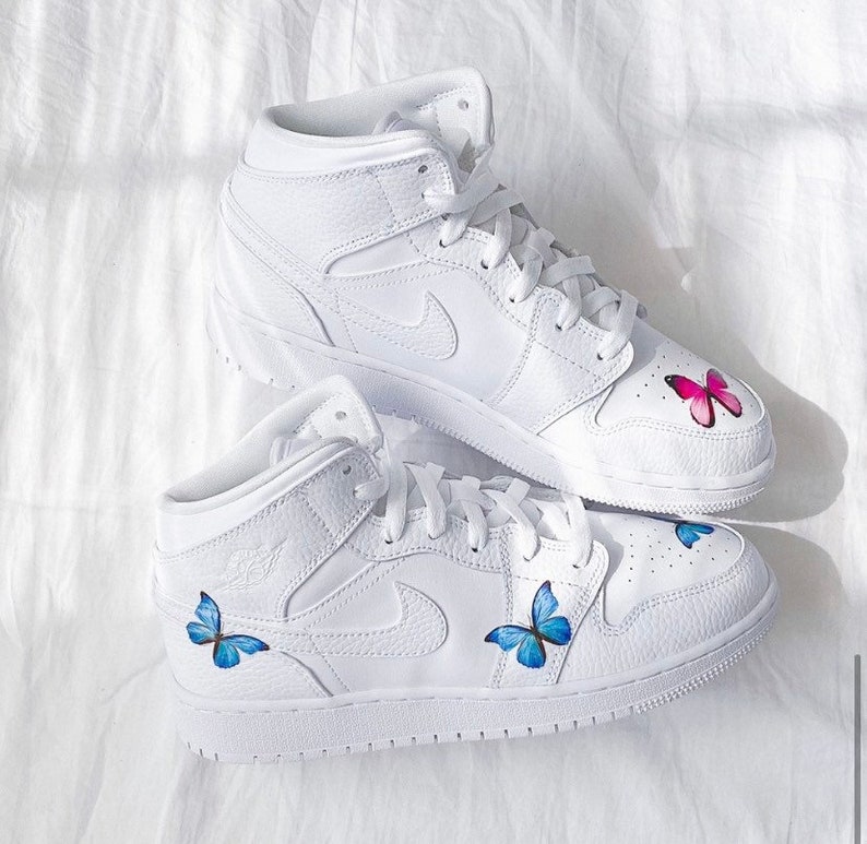 Custom butterfly nike air jordan 1 mid sneakers | Etsy