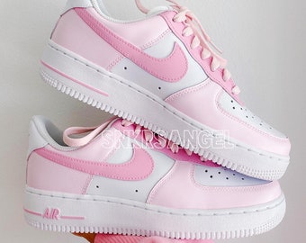 Custom nike air force 1 low baby pink/hot pink sneakers