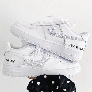 Bling wedding bride personalized sneakers pearl swarovski air force 1 nike shoes image 6