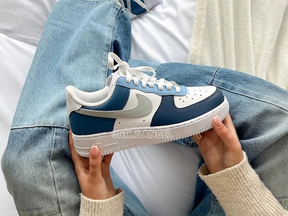 Blue Gray Air Force 1 Custom Nike Air Force 1 Blue Gray 