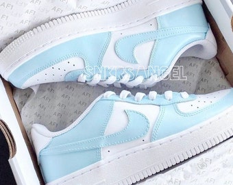 Nike custom air force 1 low sneakers baby blue light blue