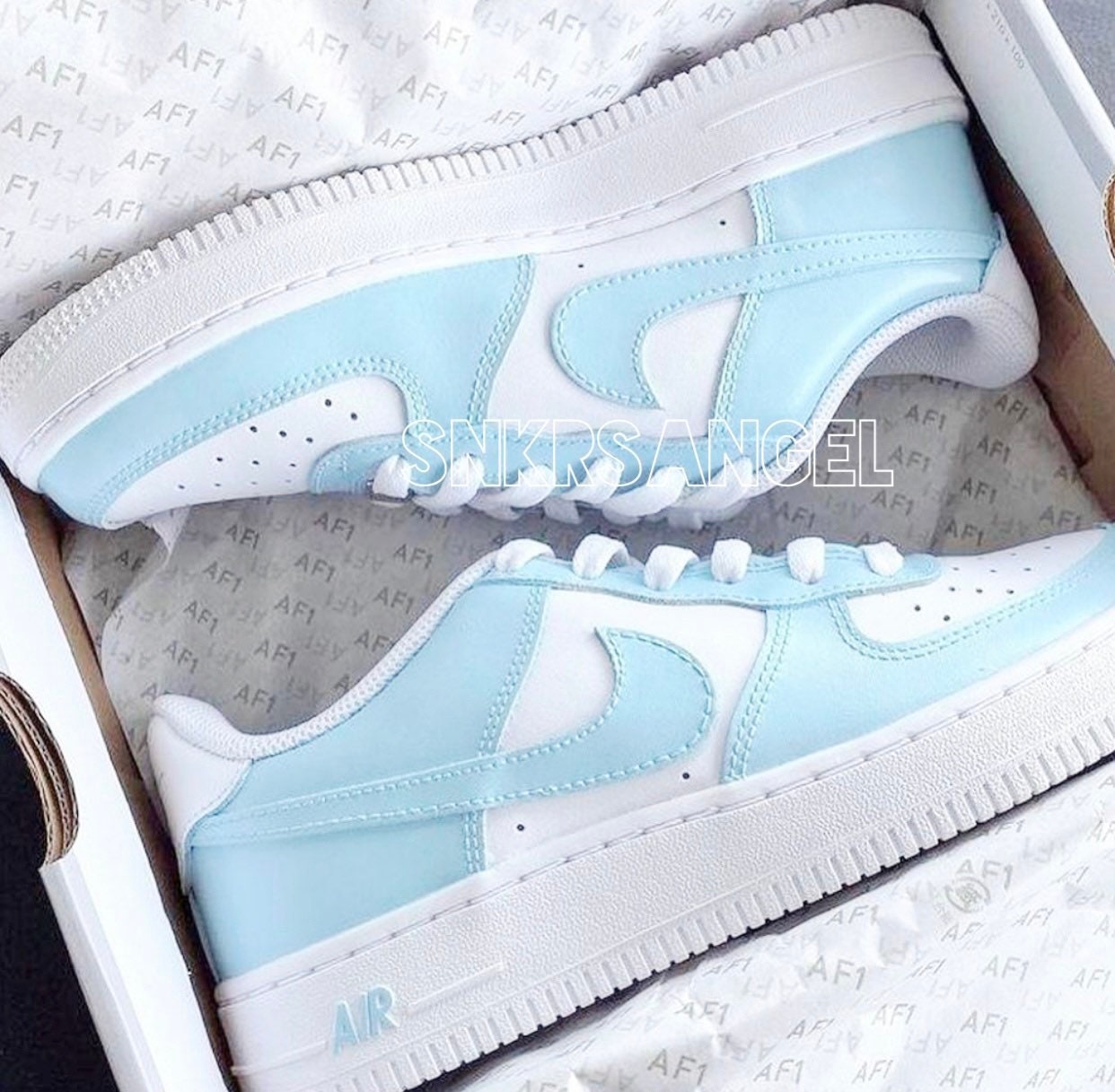 Zorg bevind zich salade Nike Custom Air Force 1 Low Sneakers Baby Blue Light Blue - Etsy