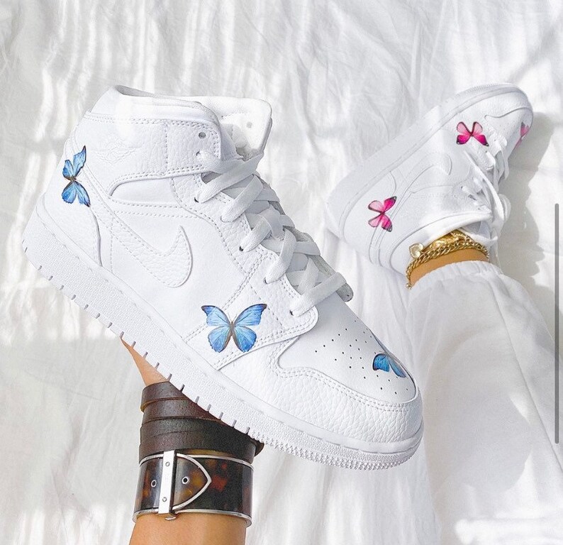 Custom butterfly nike air jordan 1 mid sneakers | Etsy