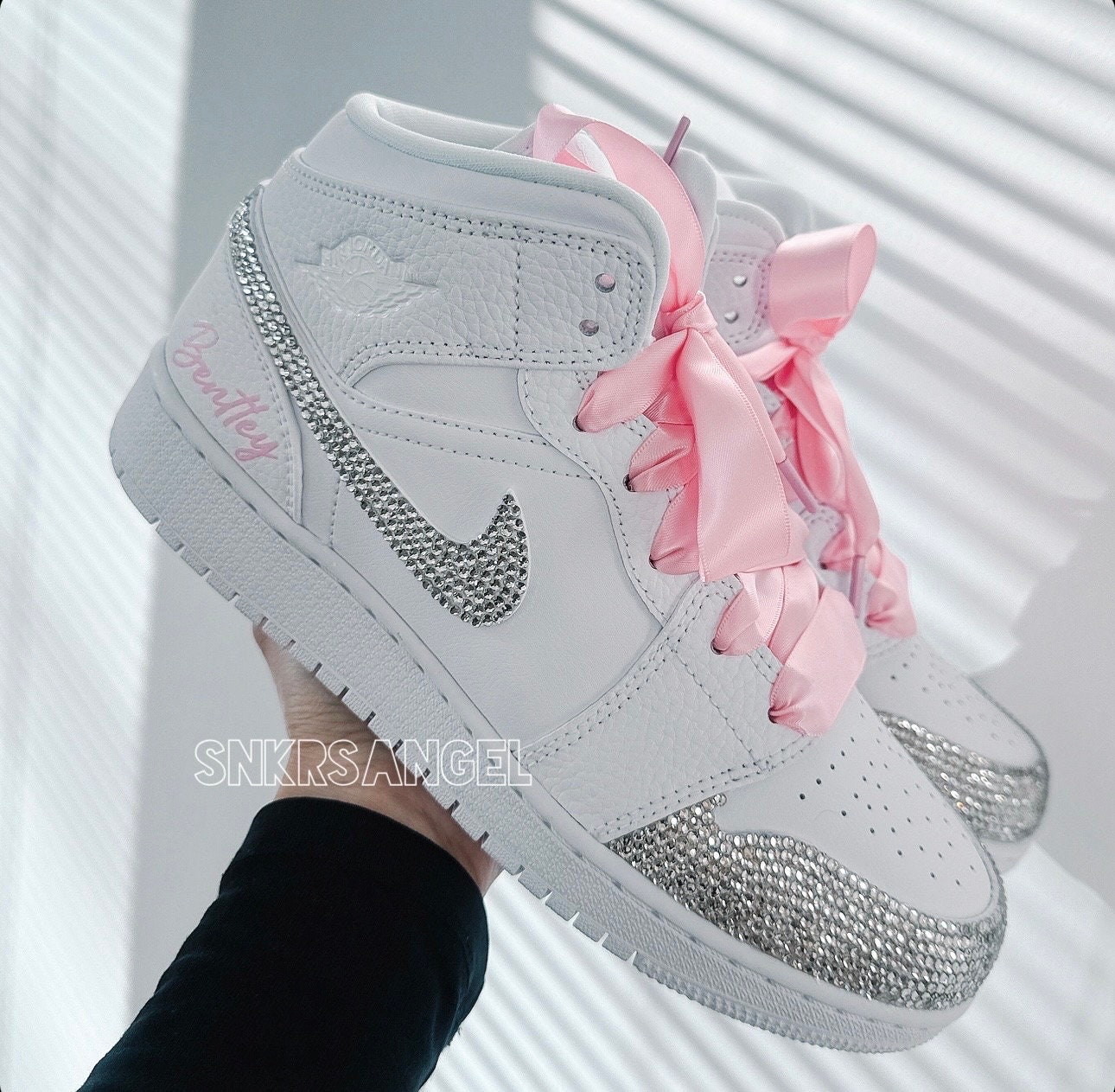 白妙◆ムーンカービング✧フローライト/MOPダブレットストーンピアス Wedding Air Jordan 1 Mid Sneakers, Rhinestone Crystal Bridal Shoes