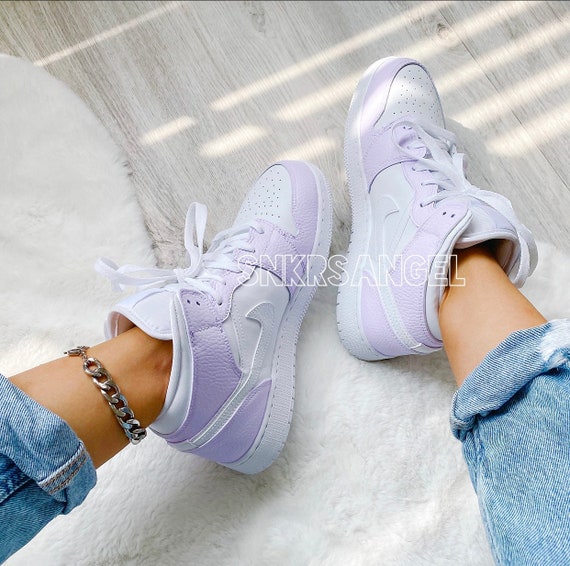 Custom Nike Air Jordan 1 Mid Lilac Lavender - Etsy Australia