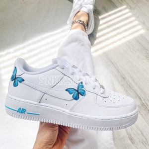 Custom air force 1 low sneakers blue butterfly