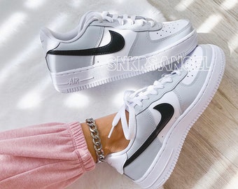 Custom nike air force 1 low light gray black