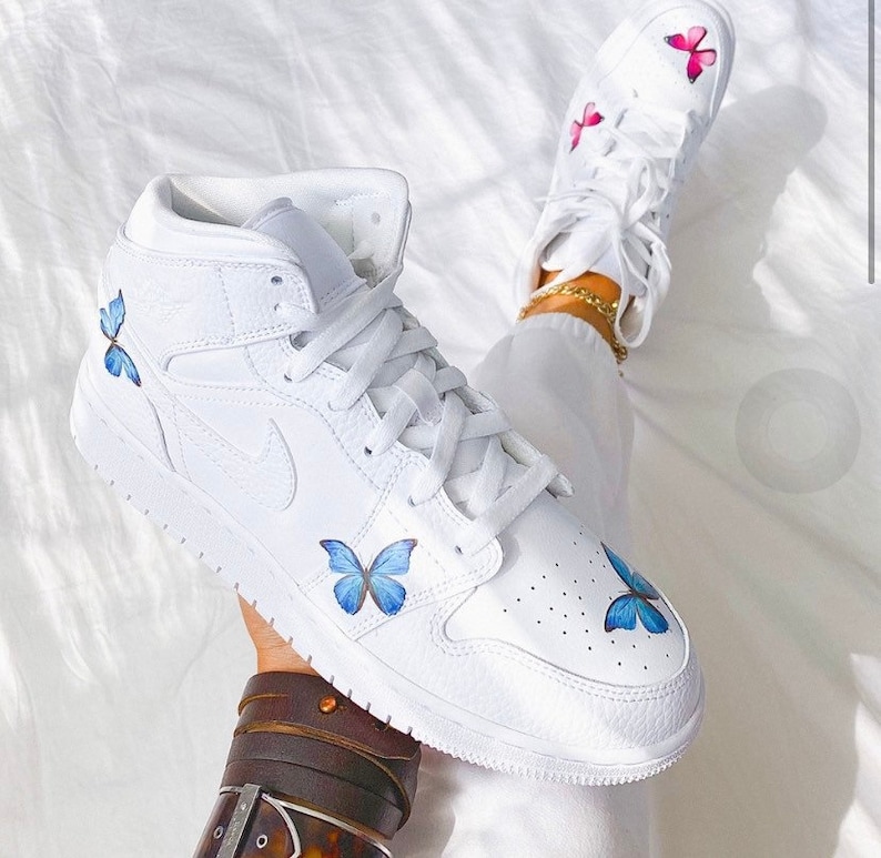 Custom butterfly nike air jordan 1 mid sneakers Etsy