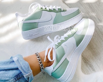 Aangepaste nike air force 1 laag avocado saliegroen