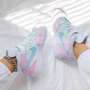 Custom nike air force 1 mid pastel / bubble gum - Women’s AF 1