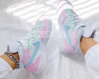 Custom nike air force 1 mid pastel / bubble gum - Women’s AF 1