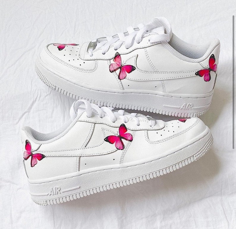 Pink Butterfly Nike custom air force 1 sneakers | Etsy