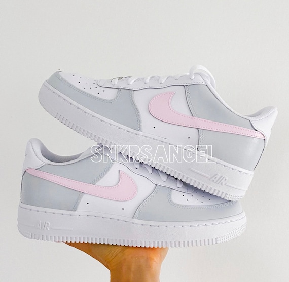 Nike air jordan personalizada 1 gris claro bajo y rosa bebé - Etsy México