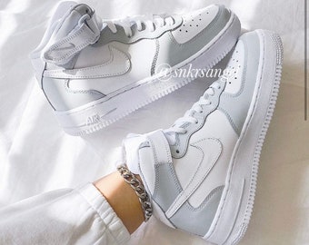 Gray - Custom Air Force 1 Mid - Women’s Air Force 1 - Nike Custom Shoes
