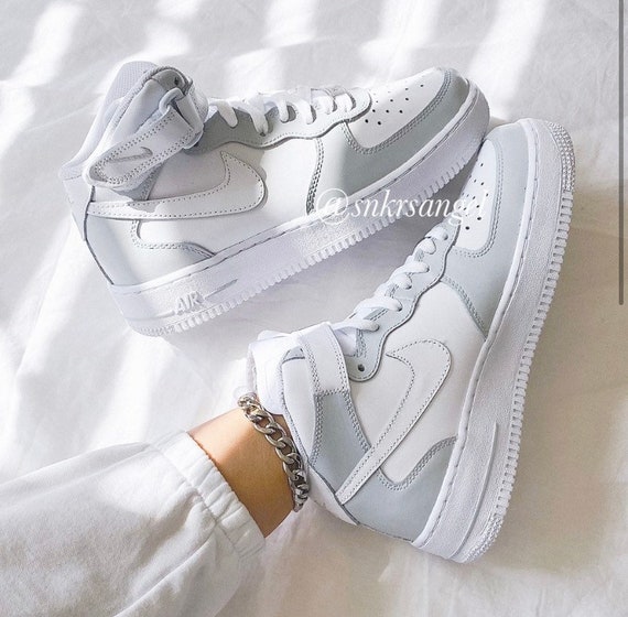 Gray Custom Air Force 1 Mid Womens Air Force 1 Nike Custom Shoes - Etsy