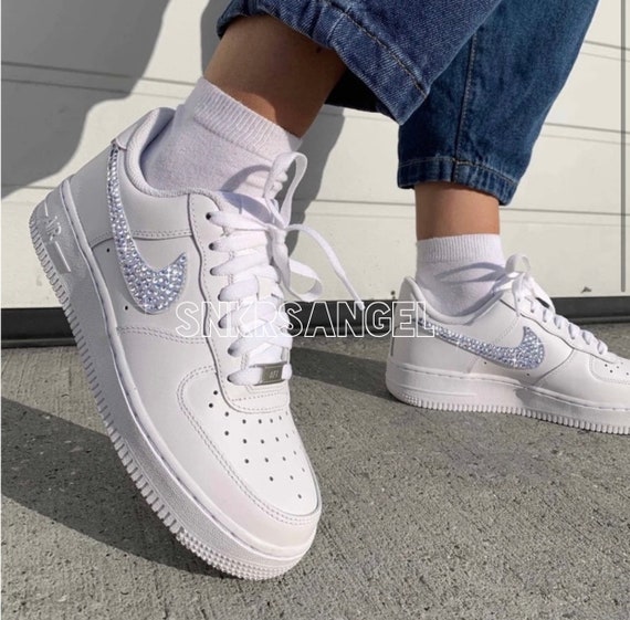 Wedding Nike Air Force 1 Low Sneakers Bride Crystal
