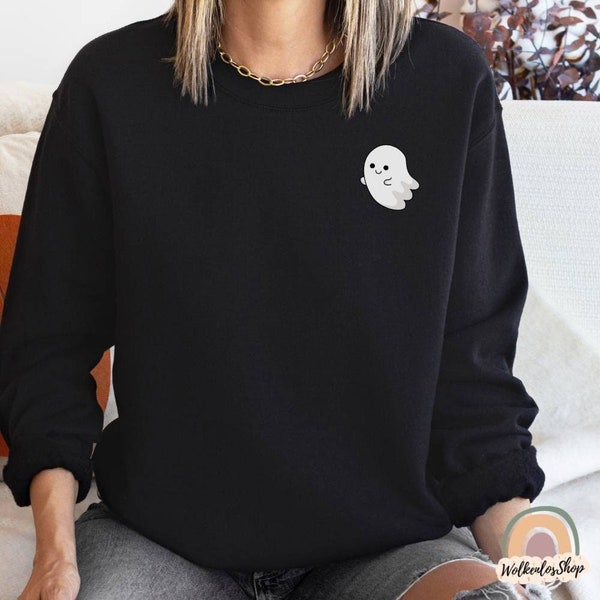 Geister Sweatshirt, Ghost Sweatshirt, Herbst Sweatshirt, Boho Kleidung, Pullover Damen, Cottagecore Sweatshirt, Halloween Kostüm