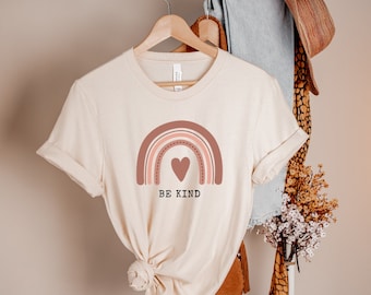 Boho rainbow t-shirt, boho clothing, ethnic style, hippie t-shirt, cottagecore clothing, t-shirt for women, rainbow shirt, boho shirt