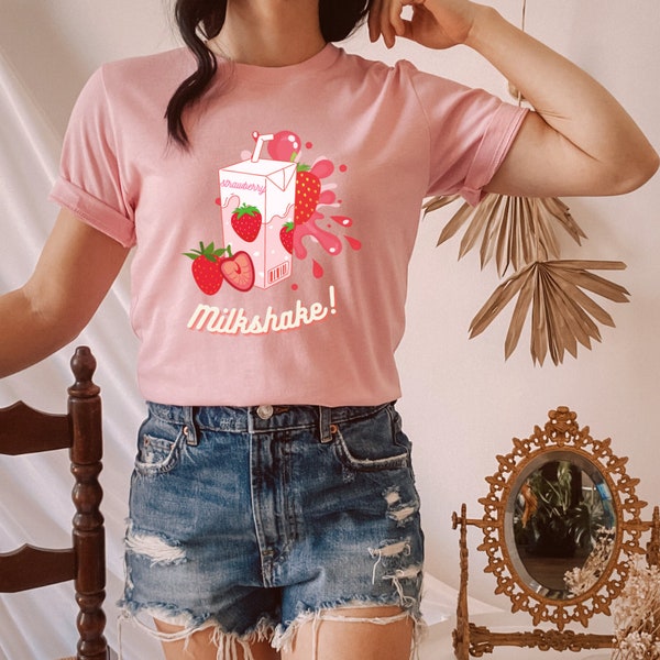 strawberry shirt, Süßes ErdbeerT-Shirt, Retro Shirt, cottagecore shirt, aesthetic shirt, Boho Kleidung, tshirt damen