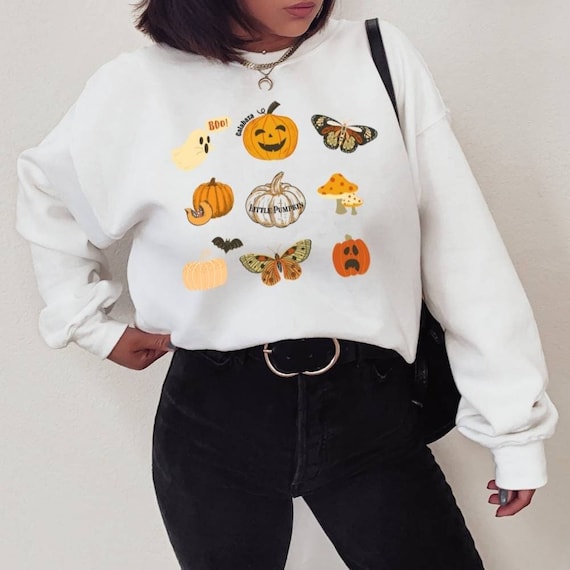 Herbst Sweatshirt, Boho Kleidung, Pullover Damen, Cottagecore Sweatshirt, Kürbis Sweatshirt, Halloween Kostüm