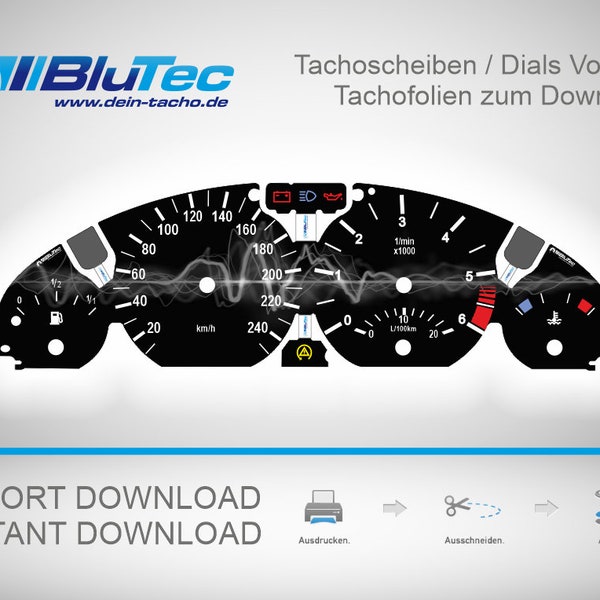 Tacho foils Tacho disc template INSTANTLY download for BMW E46 Diesel - PULSE Edition Grey