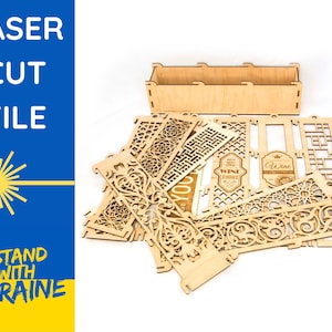 11 in 1 Wine Bottle Box Laser Cut Bundle svg file digital download Laser Cutting Machine Commercial License Made in Ukraine