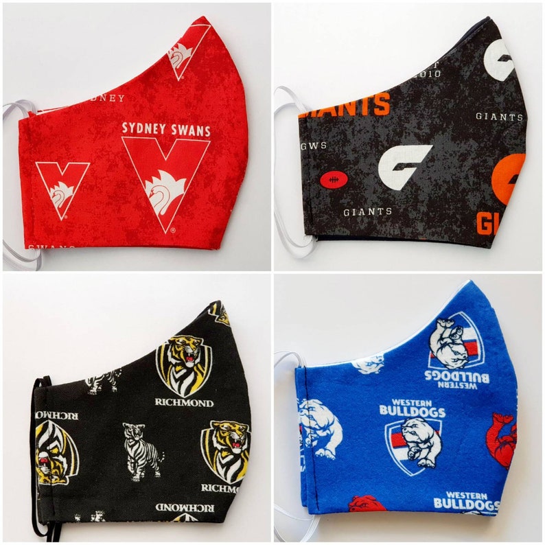 Footy Team Face Mask Carlton Collingwood Essendon Geelong Etsy