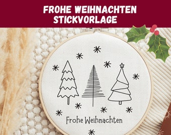 Embroidery pattern "Merry Christmas" / Learn to embroider / Embroidery pattern for children / Embroidery for beginners / Embroidery pattern PDF / Hand embroidery pattern