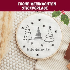 Embroidery pattern &quot;Merry Christmas&quot; / Learn to embroider / Embroidery pattern for children / Embroidery for beginners / Embroidery pattern PDF / Hand embroidery pattern