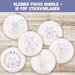 Embroidery template &quot;Little Fox&quot; / Learn to embroider / Embroidery pattern for children / Embroidery for beginners / Embroidery template PDF / Hand embroidery pattern