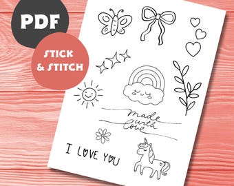 Digital embroidery pattern Stick and Stitch Baby motifs Embroidery Embroidering clothes Embroidery kit Embroidery for beginners Modern embroidery