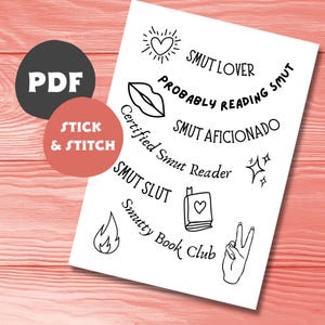 Digital embroidery pattern Stick and Stitch Smut Lover Book Lover Embroidery Embroidering clothes Embroidery for beginners Modern embroidery