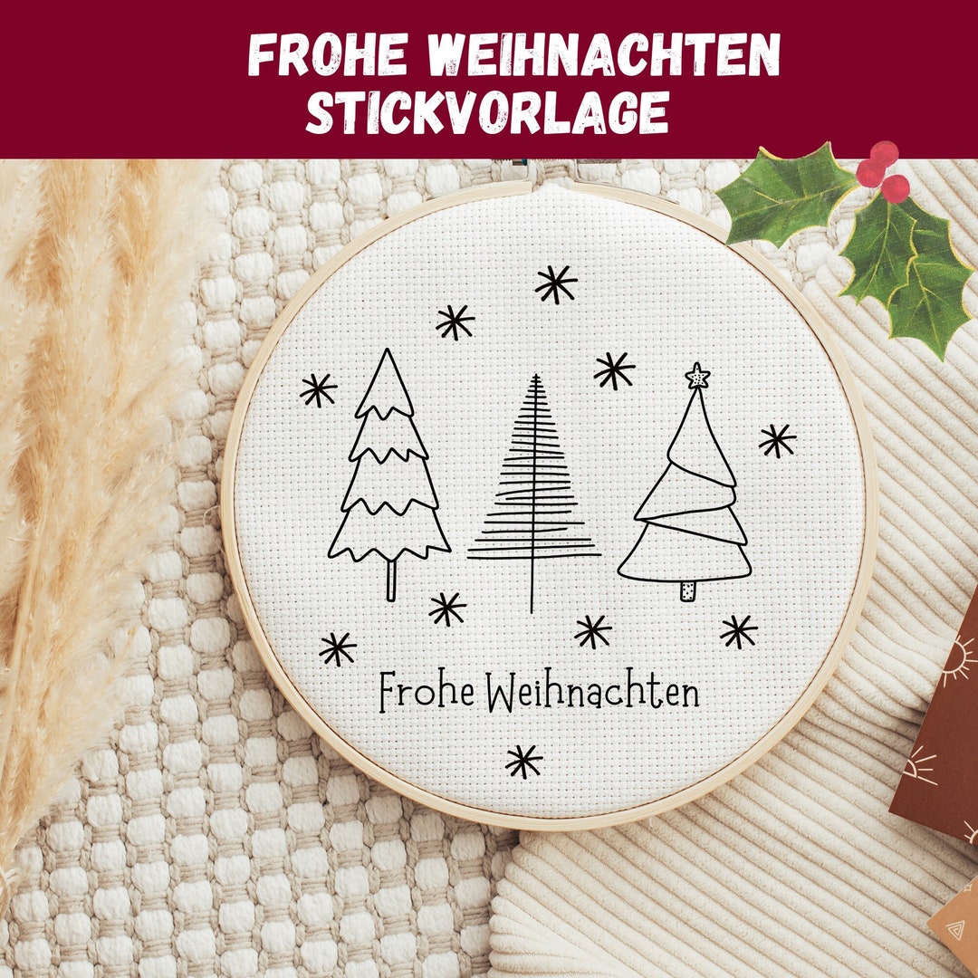 Wasserlösliche Weihnachts-Stickmuster - 4 Bögen Mit 27 Motiven Für Anfänger
