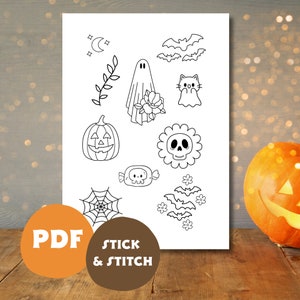 Digital embroidery template &quot;Halloween&quot;, Stick and Stitch, Embroidery, Embroidering clothes, Embroidery set, Embroidery for beginners, Modern embroidery